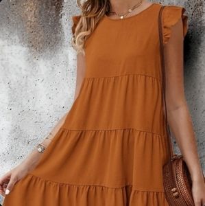 🛍️👗 2 for $25 Ruffle baby doll dress, orange, size medium